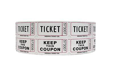 Indiana Ticket Co. 2,000 White Double Roll Raffle Tickets-Premium Quality 50/50