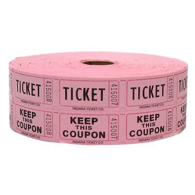 Indiana Ticket Co. 2,000 Pink Double Roll Raffle Tickets - Premium Quality 50/50