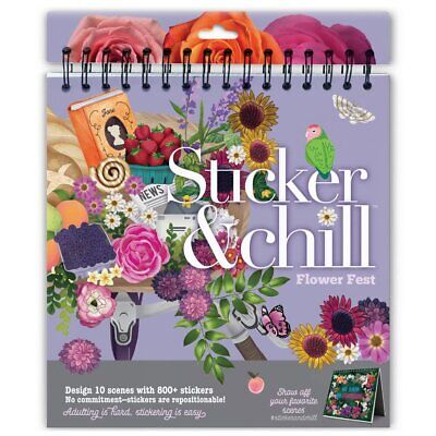 Sticker & Chill Adult Sticker Book – 800+ Repositionable Clings, 10 Scene Pages