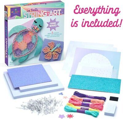 Craft-tastic — String Art for 2 Fun Craft Projects Turtle and Flower  Ages 10+