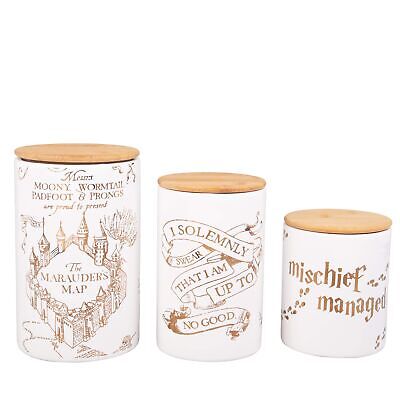 Harry Potter Marauder's Map 3-Piece Porcelain Canister Set - Gold Map Design, 3