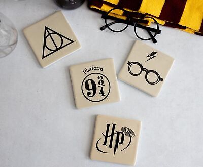 Seven20 Harry Potter Ceramic Coasters Set - 4 Themed Coasters to Protect Tables