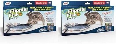 Flippity Fish Interactive Cat Toy with Catnip & Fishing Pole - Touch Activated