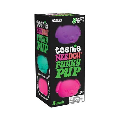 Schylling NeeDoh Teenie Funky Pups - Sensory Fidget Toy, 3 Mini Groovy Globs