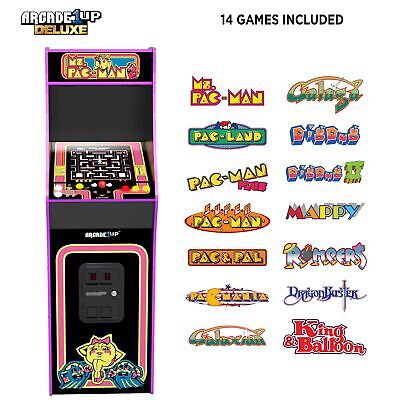 ARCADE1UP Ms. Pacman Deluxe Black Arcade Machine, 5-Foot Cabinet, 14 Games, 17"