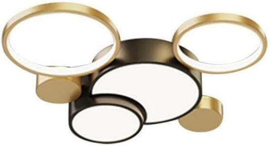 Modern Flush Mount LED Ceiling Light | Black & Gold Geometric Pendant for Dining Room, Living Room, Bedroom