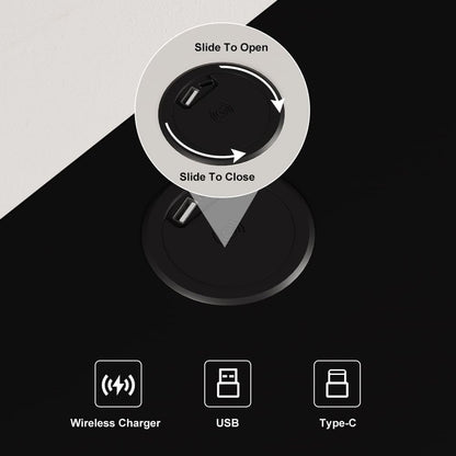 Smart LED Bedside Table with Wireless Charging & 2 Drawers | Sleek Black Modern Design for Bedroom or Living Room
