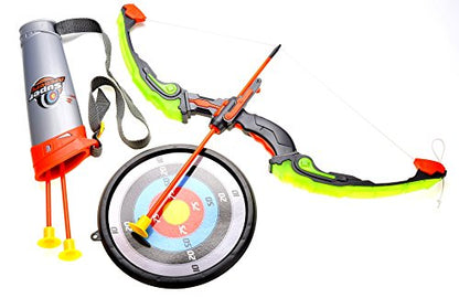 Bow and Arrow Playset with Quiver and Target  Archery Toy for Kids Green