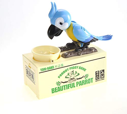 Parrot Coin Bank  Fun and Decorative Savings Jar for Kids and Adults Blue