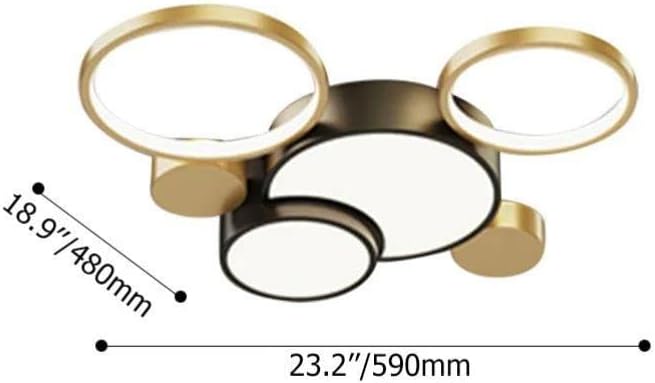Modern Flush Mount LED Ceiling Light | Black & Gold Geometric Pendant for Dining Room, Living Room, Bedroom