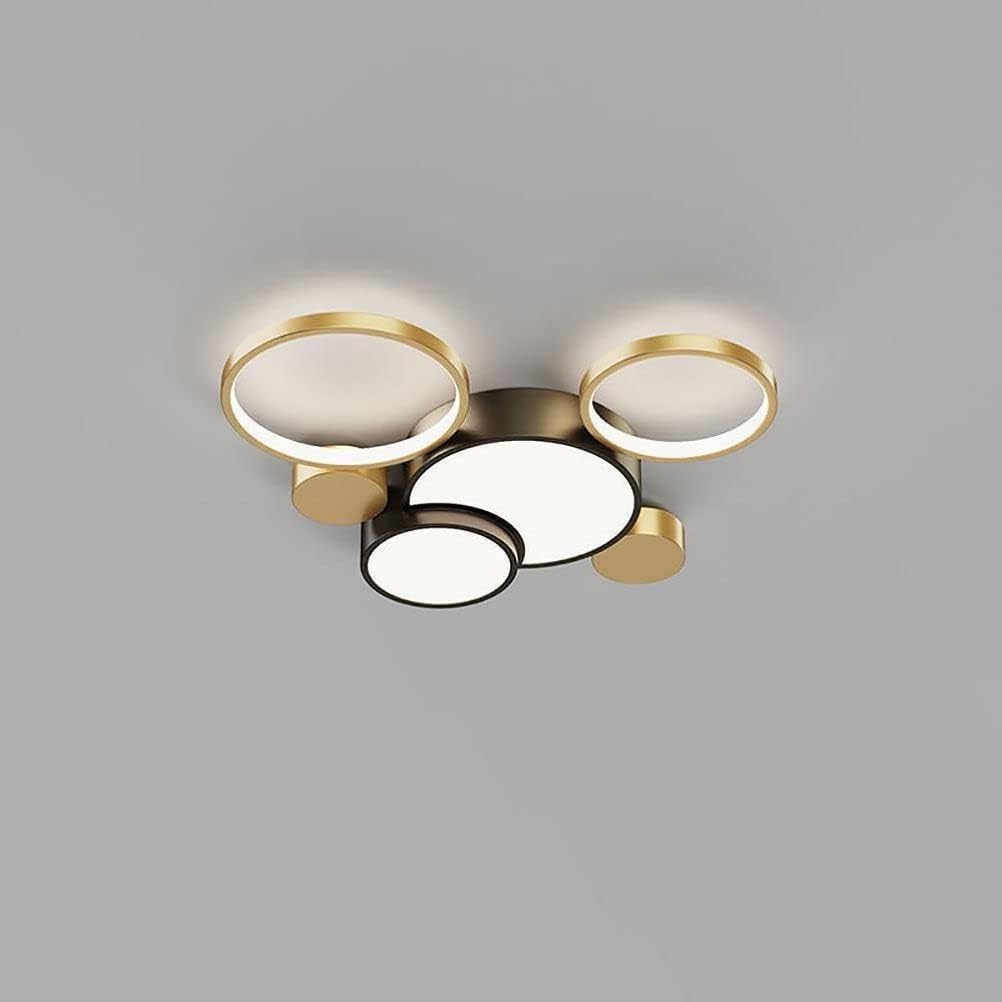 Modern Flush Mount LED Ceiling Light | Black & Gold Geometric Pendant for Dining Room, Living Room, Bedroom
