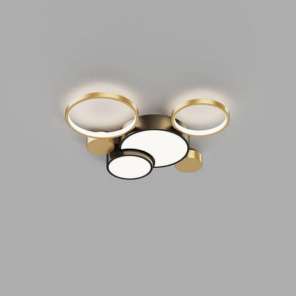 Modern Flush Mount LED Ceiling Light | Black & Gold Geometric Pendant for Dining Room, Living Room, Bedroom