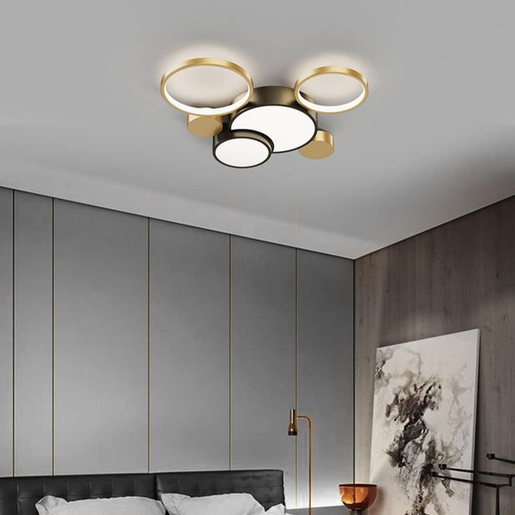 Modern Flush Mount LED Ceiling Light | Black & Gold Geometric Pendant for Dining Room, Living Room, Bedroom