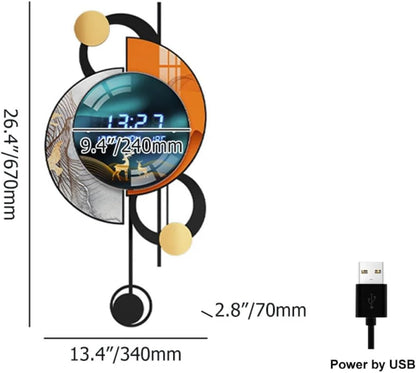 26.4" LED Silent Wall Clock | Voice-Activated Display, Multi-Function, Dual Power | Smart Modern Home Decor