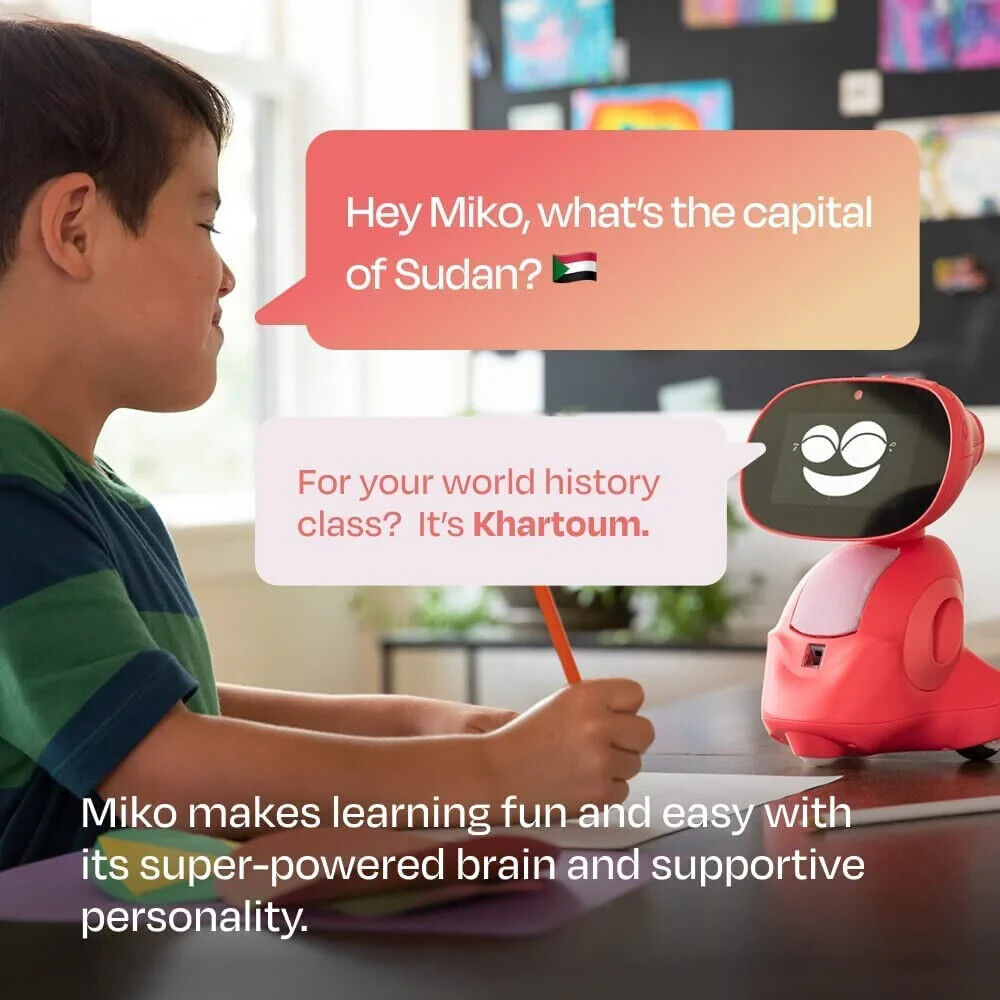 Miko 3 Red: AI STEM Learning Robot for Kids with App & Voice Control