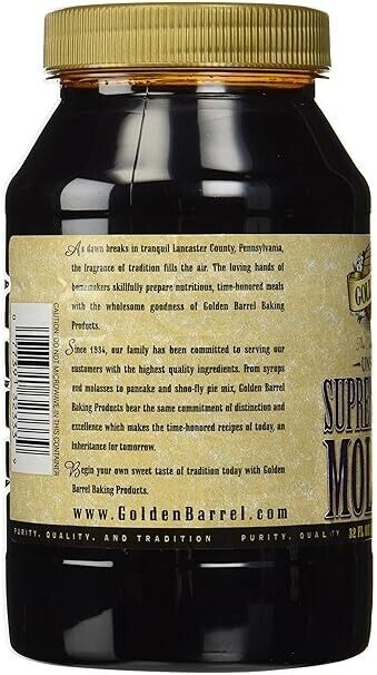 Golden Barrel Unsulphured Supreme Baking/Barbados molasses, 32 Ounce