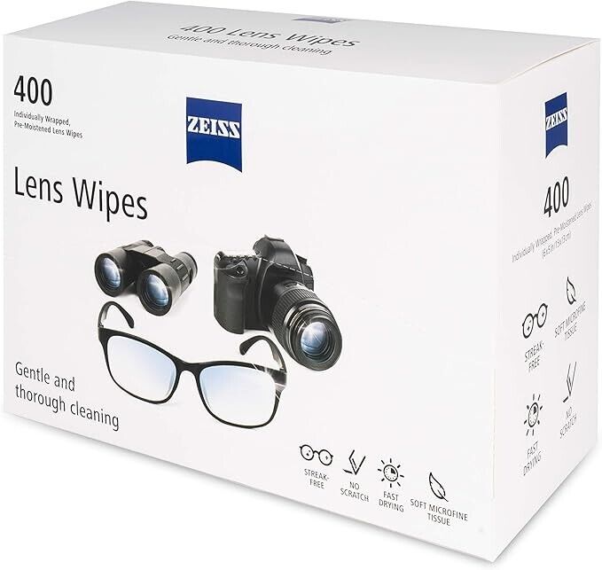 ZEISS Pre-Moistened Alcohol Wipes, Glasses Cleaner, 400 Count