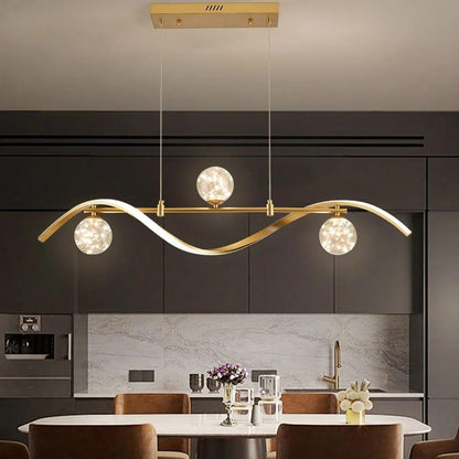 40.1" Gold Dimmable LED Chandelier | Modern 4-Light Linear Pendant for Kitchen Island & Dining Room