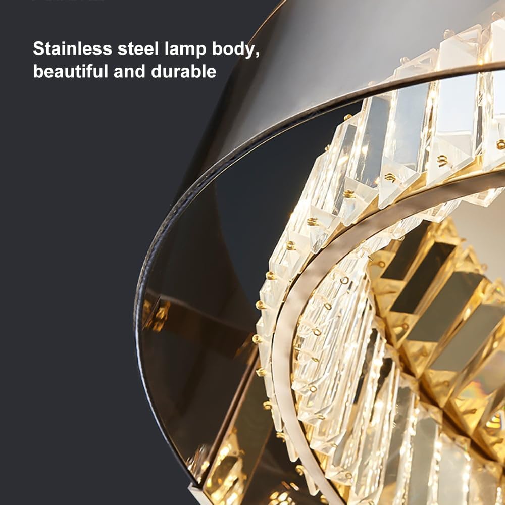 Dimmable Crystal LED Ceiling Light – Modern Flush Mount Chandelier with Remote & 3-Color Ambience