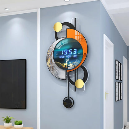 26.4" LED Silent Wall Clock | Voice-Activated Display, Multi-Function, Dual Power | Smart Modern Home Decor
