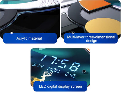 26.4" LED Silent Wall Clock | Voice-Activated Display, Multi-Function, Dual Power | Smart Modern Home Decor