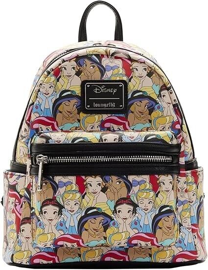 Loungefly Disney Ultimate Princesses Sequin Double Strap Shoulder Bag Purse