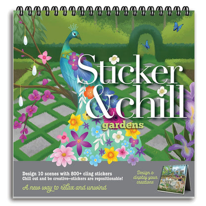 Sticker & Chill Adult Sticker Book – 800+ Repositionable Clings, 10 Spiral Pages