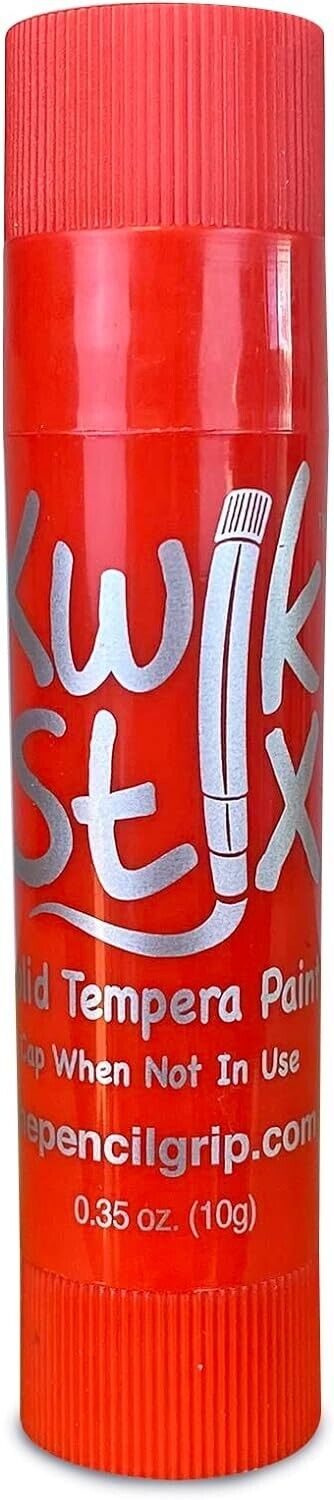 The Pencil Grip Red Kwik Stix, 12 Red Solid Tempera Paint Sticks, Quick Drying