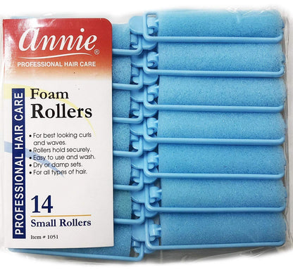 Annie Salon Style Foam Hair Rollers - 5/8" Blue, 14-Piece Heatless Curling Set