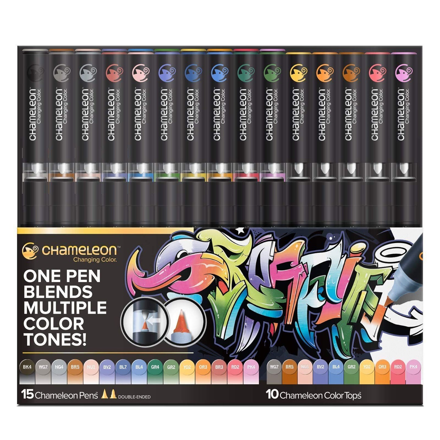 Chameleon Art 25-Pen Deluxe Set: 15 Pens + 10 Color Tops