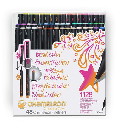 Chameleon Fineliner Pens - Set of 48 Coloring/Drawing Markers in Brilliant Color