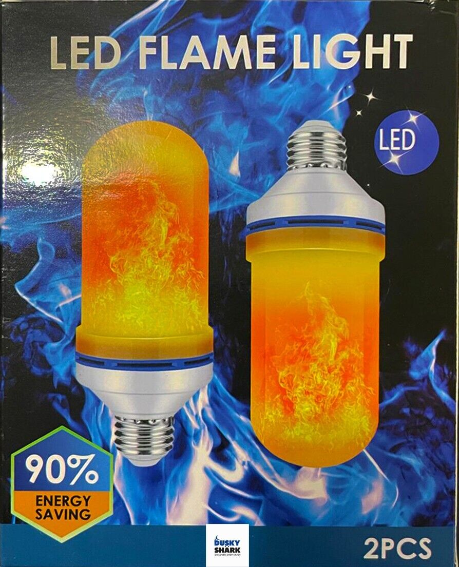 Dusky Shark Flame Light Bulbs, 4 Modes Flickering Light Bulbs, E26 Base- 2PK