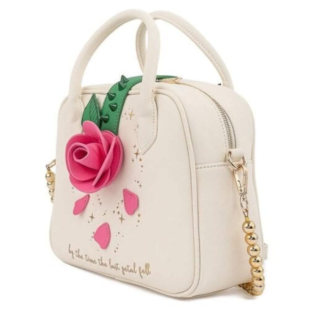 Loungefly Beauty and the Beast Rose Crossbody Bag Off White