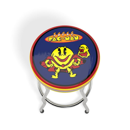 ARCADE1UP Adjustable Stool with Chrome Frame for Gaming Comfort - Super Pac-Man