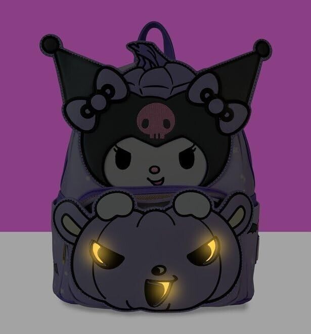 Loungefly Sanrio Kuromi Pumpkin Glow-in-the-Dark Mini Backpack