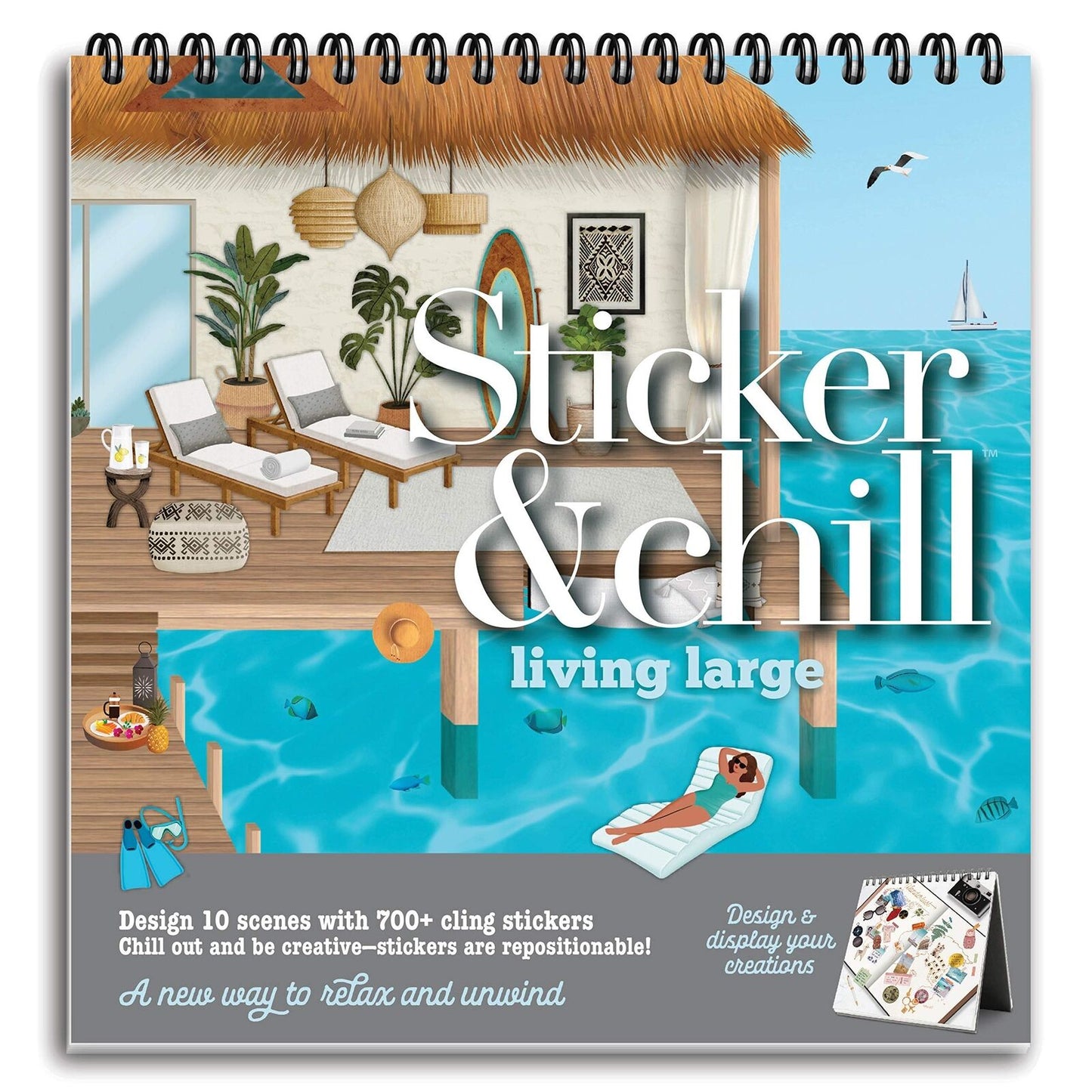 Sticker & Chill Adult Sticker Book – 700+ Repositionable Stickers, 10 Scene Page