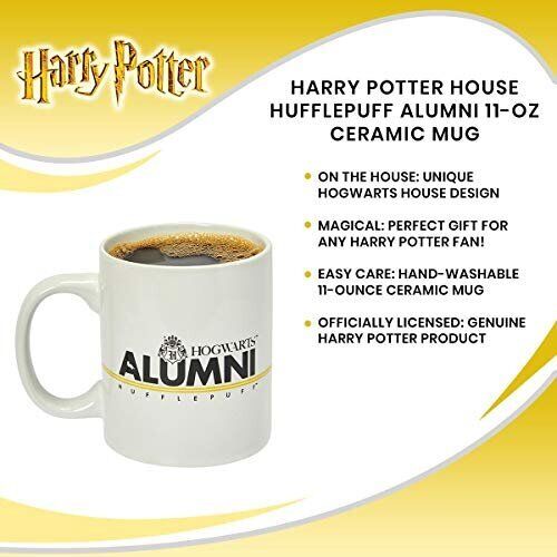 Harry Potter Slytherin Alumni Mug - 11-Oz White Cup with Crest & Yellow stripe