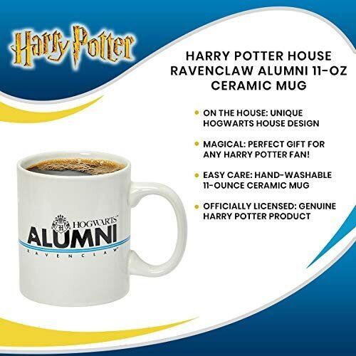 Harry Potter Slytherin Alumni Mug - 11-Oz White Cup with Crest & Blue stripe