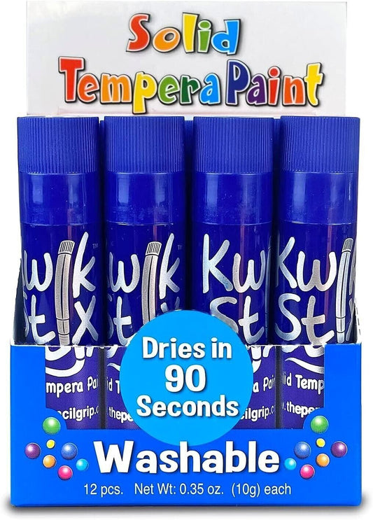 The Pencil Grip Blue Kwik Stix, 12 Blue Solid Tempera Paint Sticks, Quick Drying