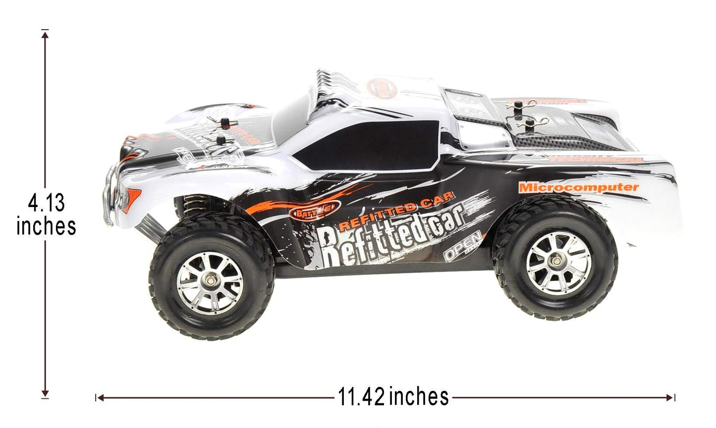 Dusky Shark 1:18 Scale 2.4GHz 4WD RC Short Course Truck, High-Speed Remote Control (Silver)