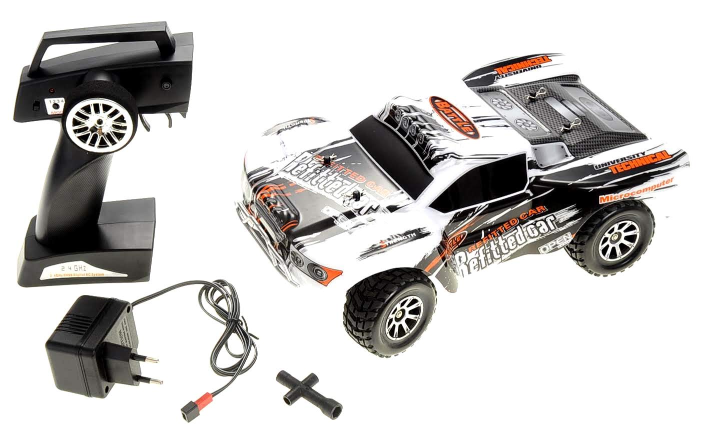 Dusky Shark 1:18 Scale 2.4GHz 4WD RC Short Course Truck, High-Speed Remote Control (Silver)