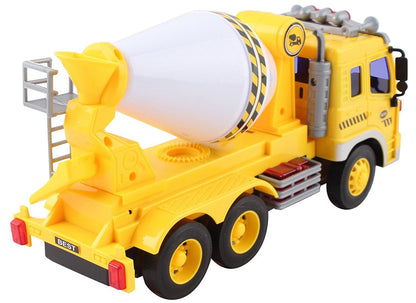 Dusky Shark Friction-Powered Cement Mixer Truck Toy with Lights and Sound for Kids