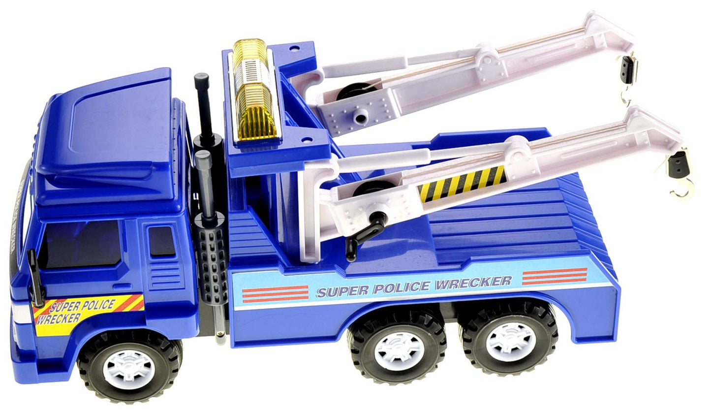 Dusky Shark Big Heavy Duty Police Tow Truck with Friction Power - Rescue Vehicle Toy