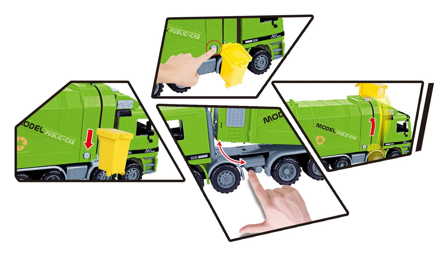 Dusky Shark 14in Friction Powered Recycling Garbage Truck - Push and Go Toy Vehicle