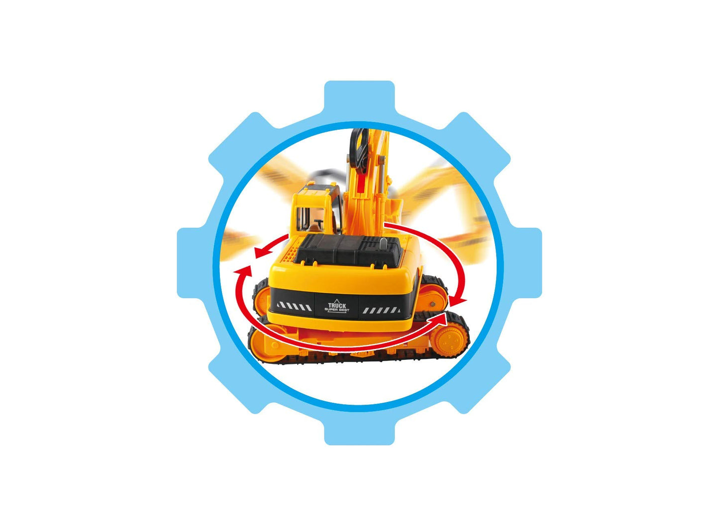 Dusky Shark 8in Friction Powered Construction Excavator Toy - Push and Go Digger Vehicle