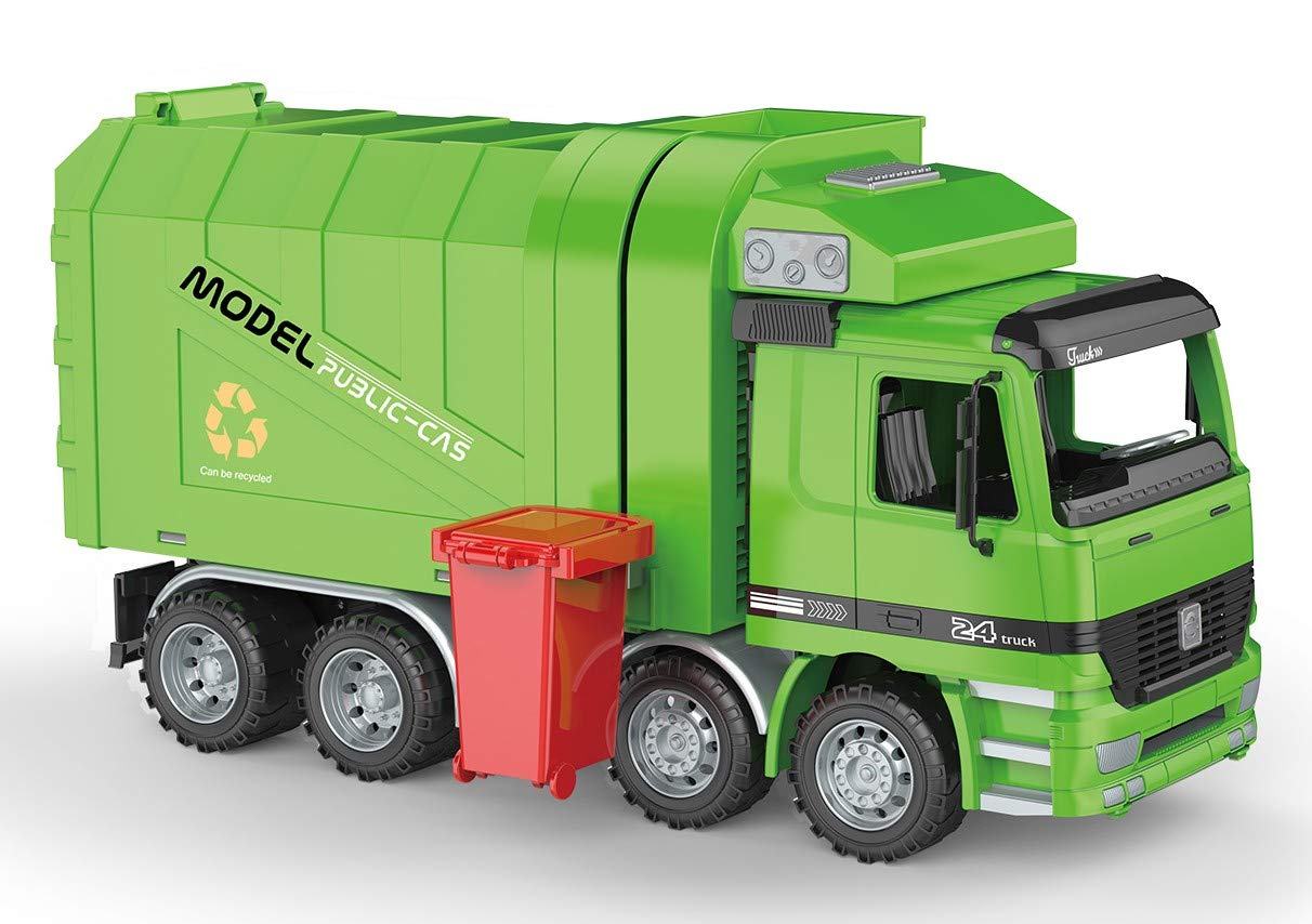 Dusky Shark 14in Friction Powered Recycling Garbage Truck - Push and Go Toy Vehicle