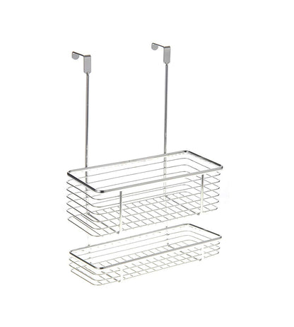 Dusky Shark 2-Tier Chrome Cabinet Storage Organizer - Space-Saving Kitchen and Bathroom Solution