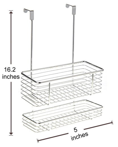 Dusky Shark 2-Tier Chrome Cabinet Storage Organizer - Space-Saving Kitchen and Bathroom Solution