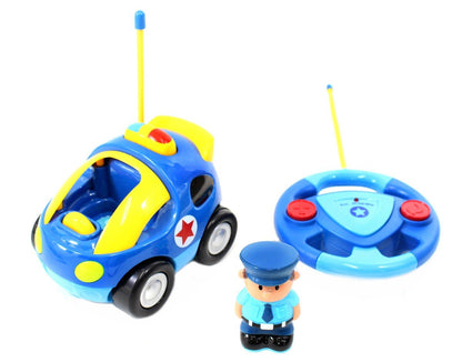 Dusky Shark 4" Cartoon RC Police Car Remote Control Toy for Toddlers