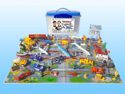 57-Piece Kids Airport Playset: Planes, Vehicles, and Accessories